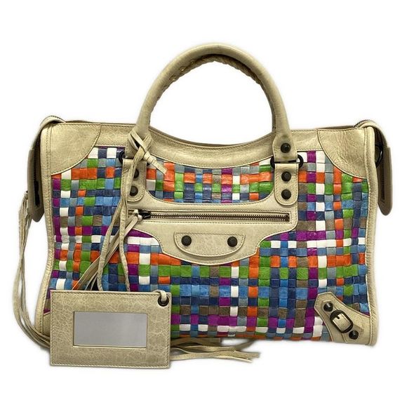 Balenciaga Handbags - Balenciaga Handbag The City 115748 Ivory X Blue X Multi Braided Leather